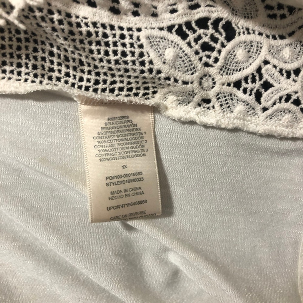 Dept222 Lace Overlay Vest Sleeveless Draped Open Front Cream 1X - Picture 5 of 10
